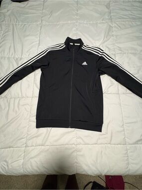 adidas Black Track Jacket with White 3-Stripes